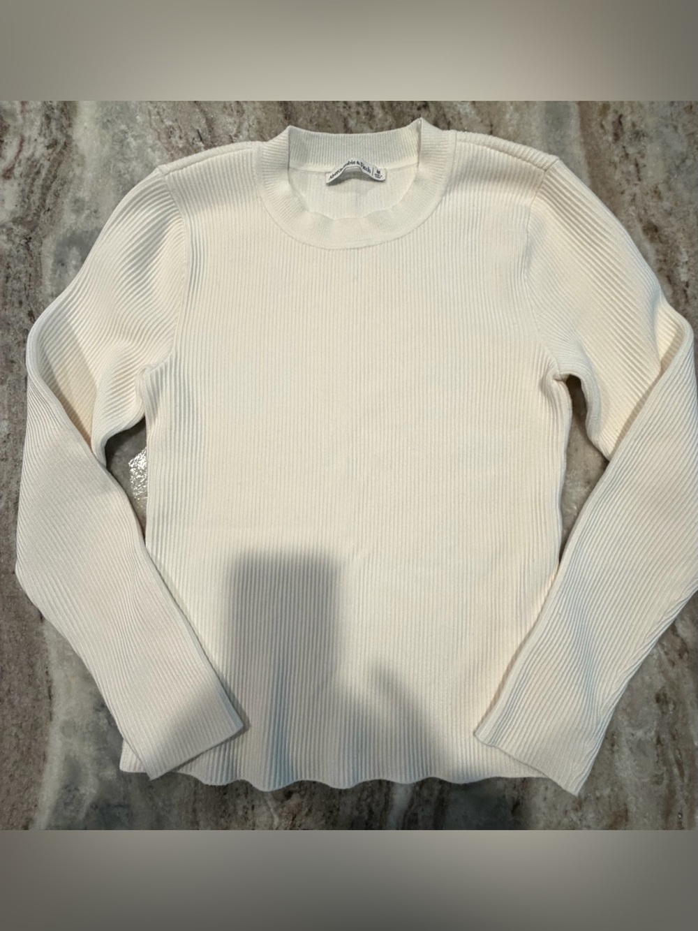 Abercrombie & Fitch Women's Ribbed Crewneck Sweater. Viscose Elastane. M White